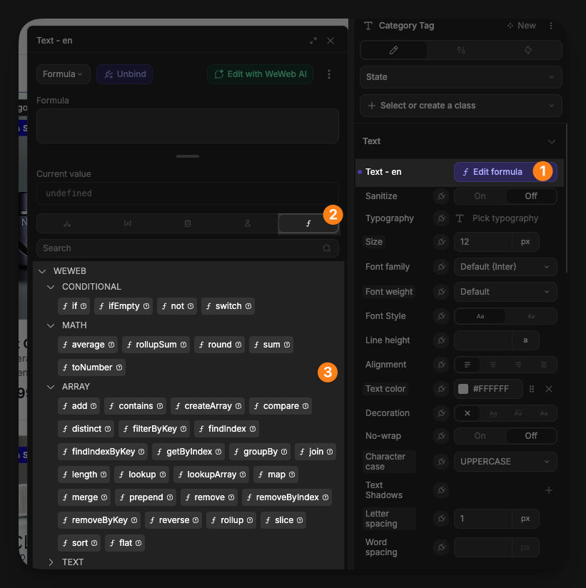 Accessing formulas