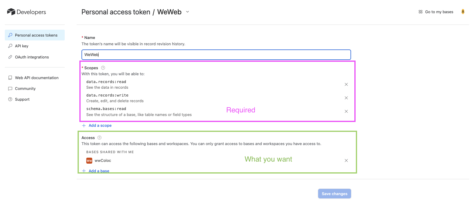 Airtable scopes