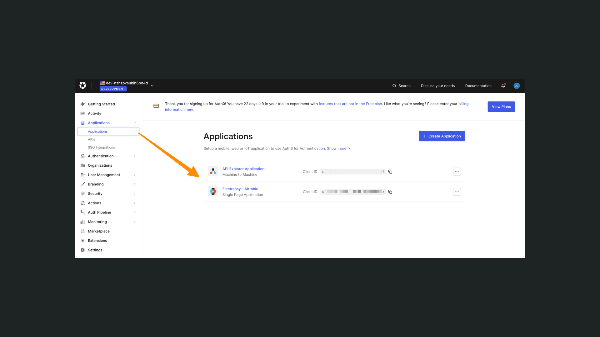 Auth0 applications