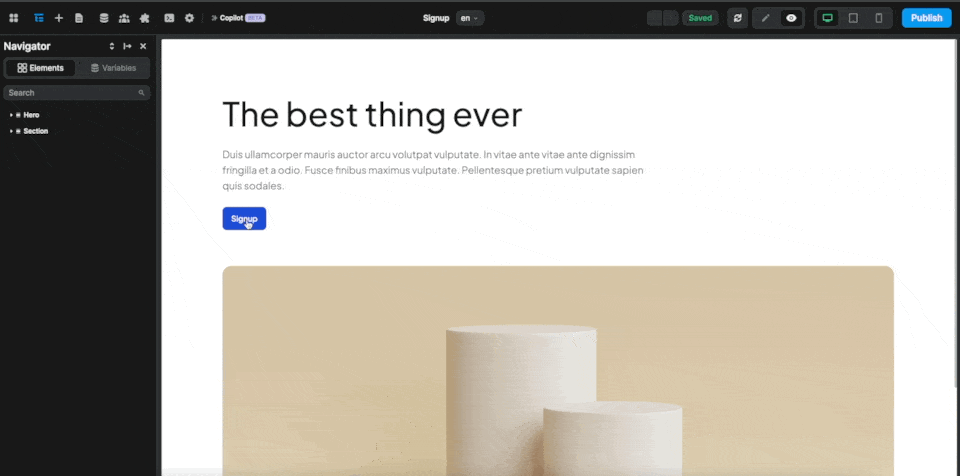 User signup flow