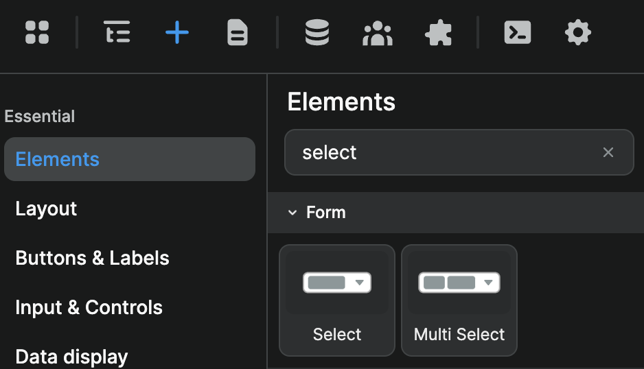 Select elements in Add Element
