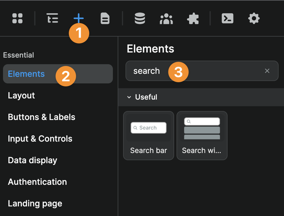 Search elements in Add Element