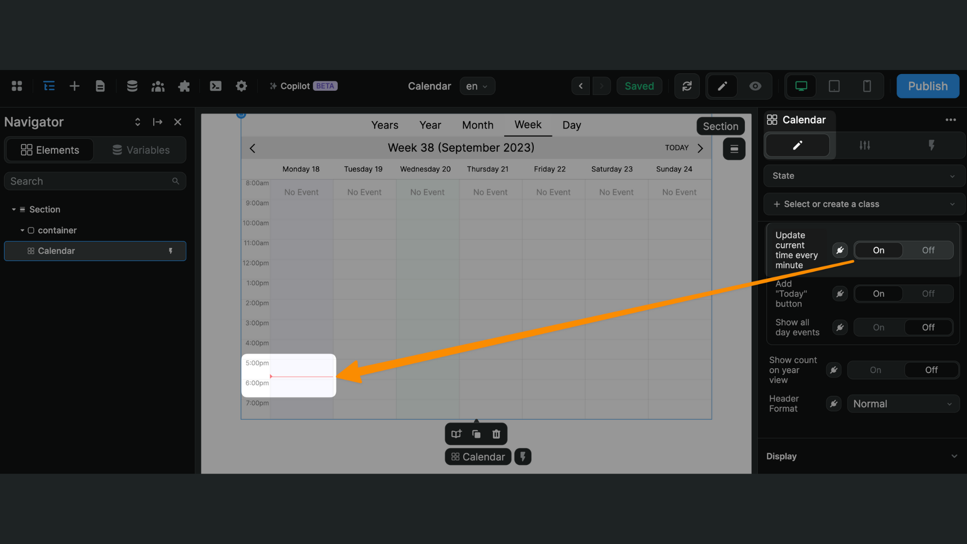 Calendar timeline