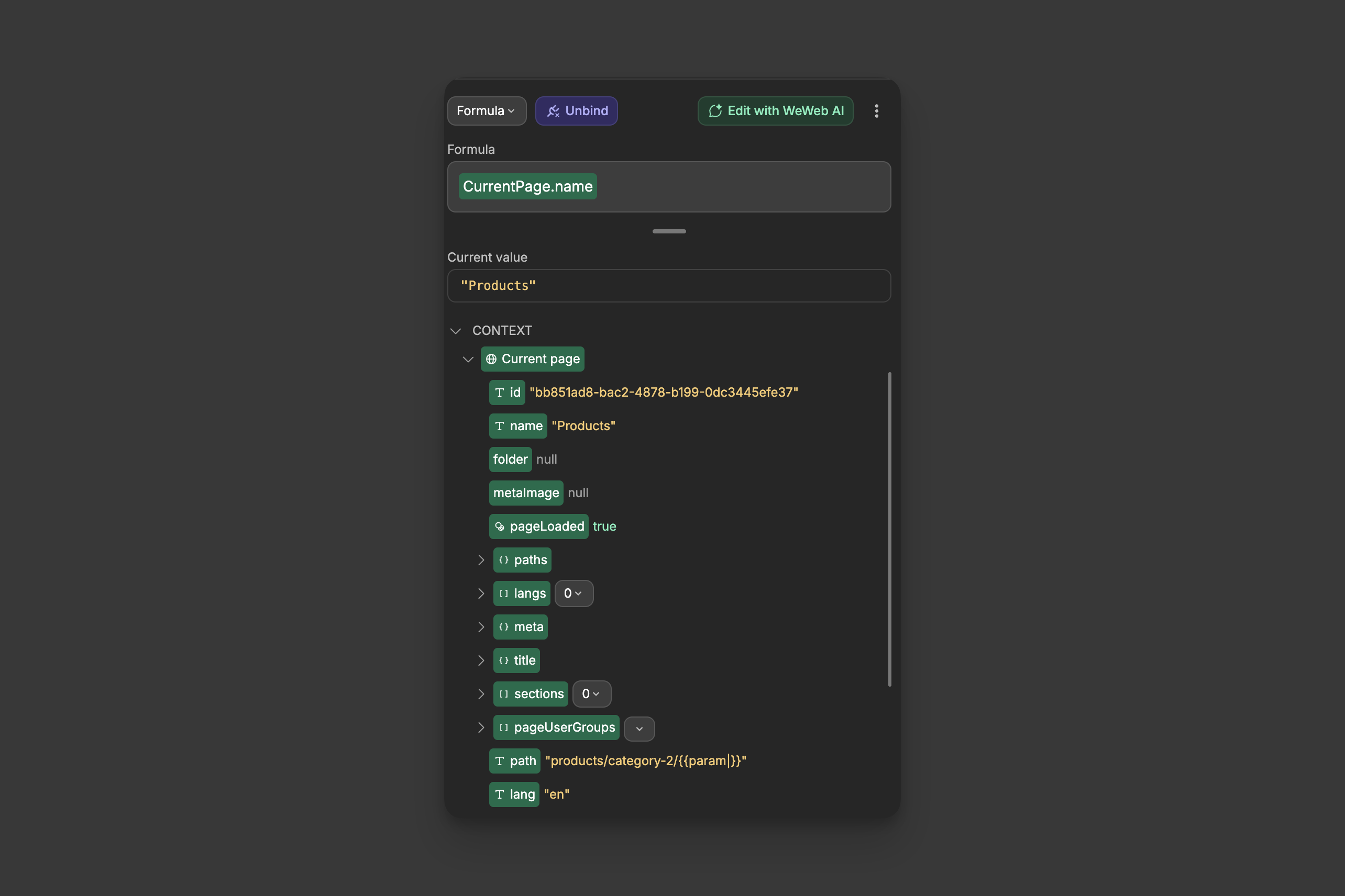 Current page example