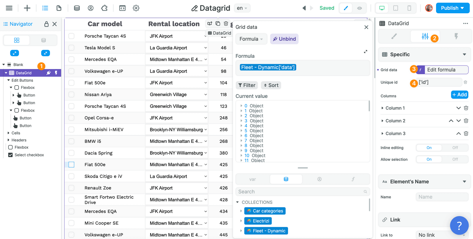 Binding table view data to a data grid