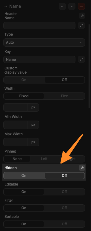Hidden option