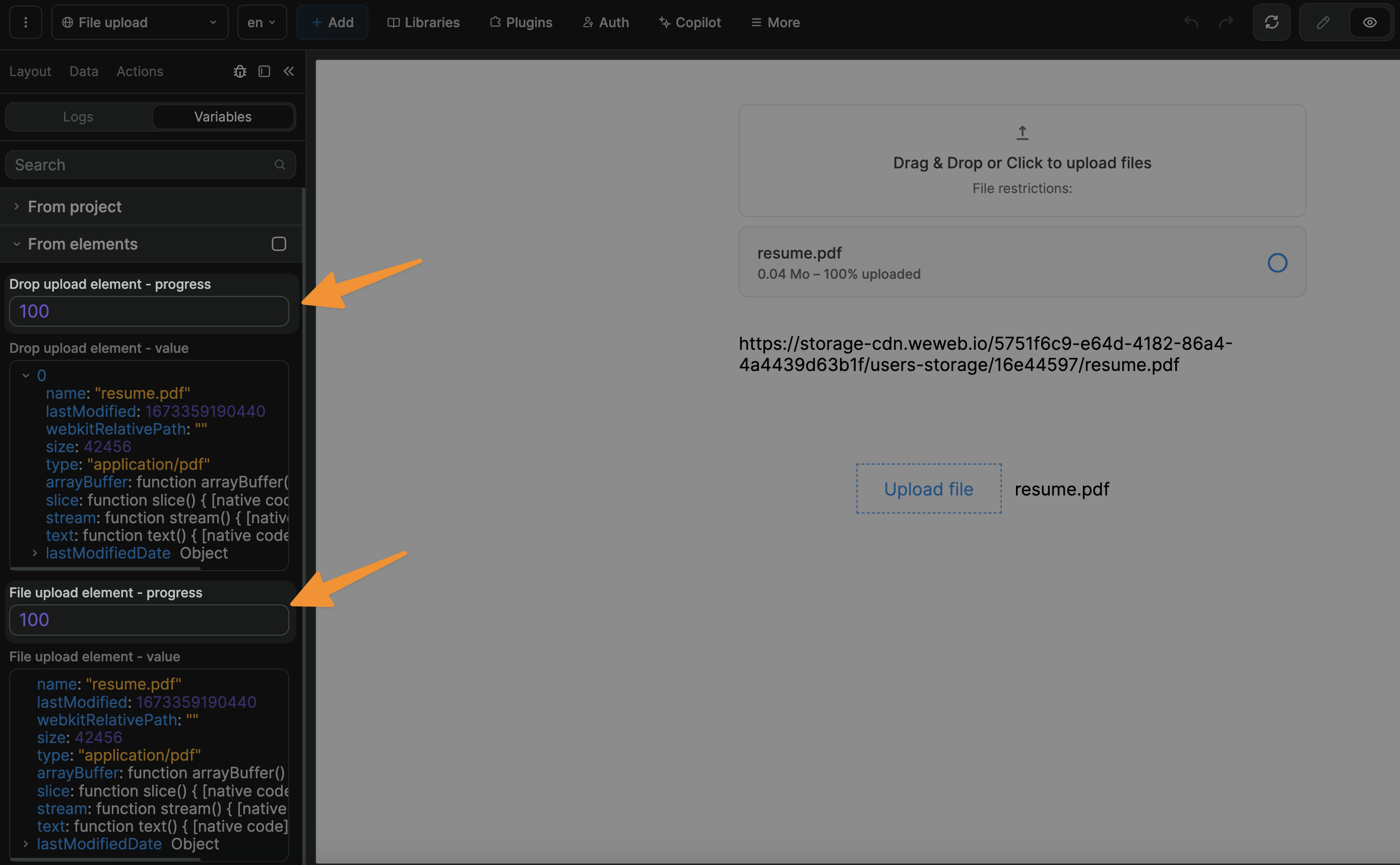 File upload progress