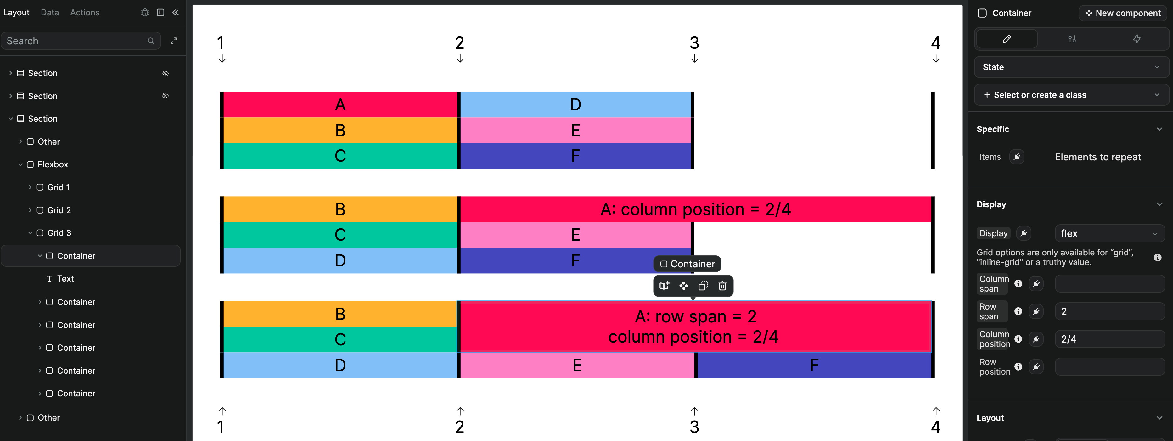 Grid positions
