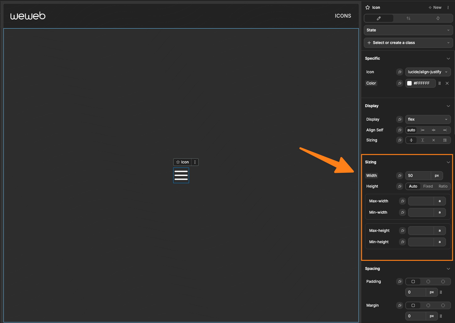 Sizing Icons