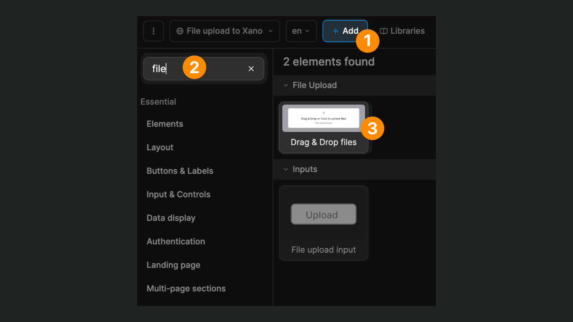 Multiple file upload element