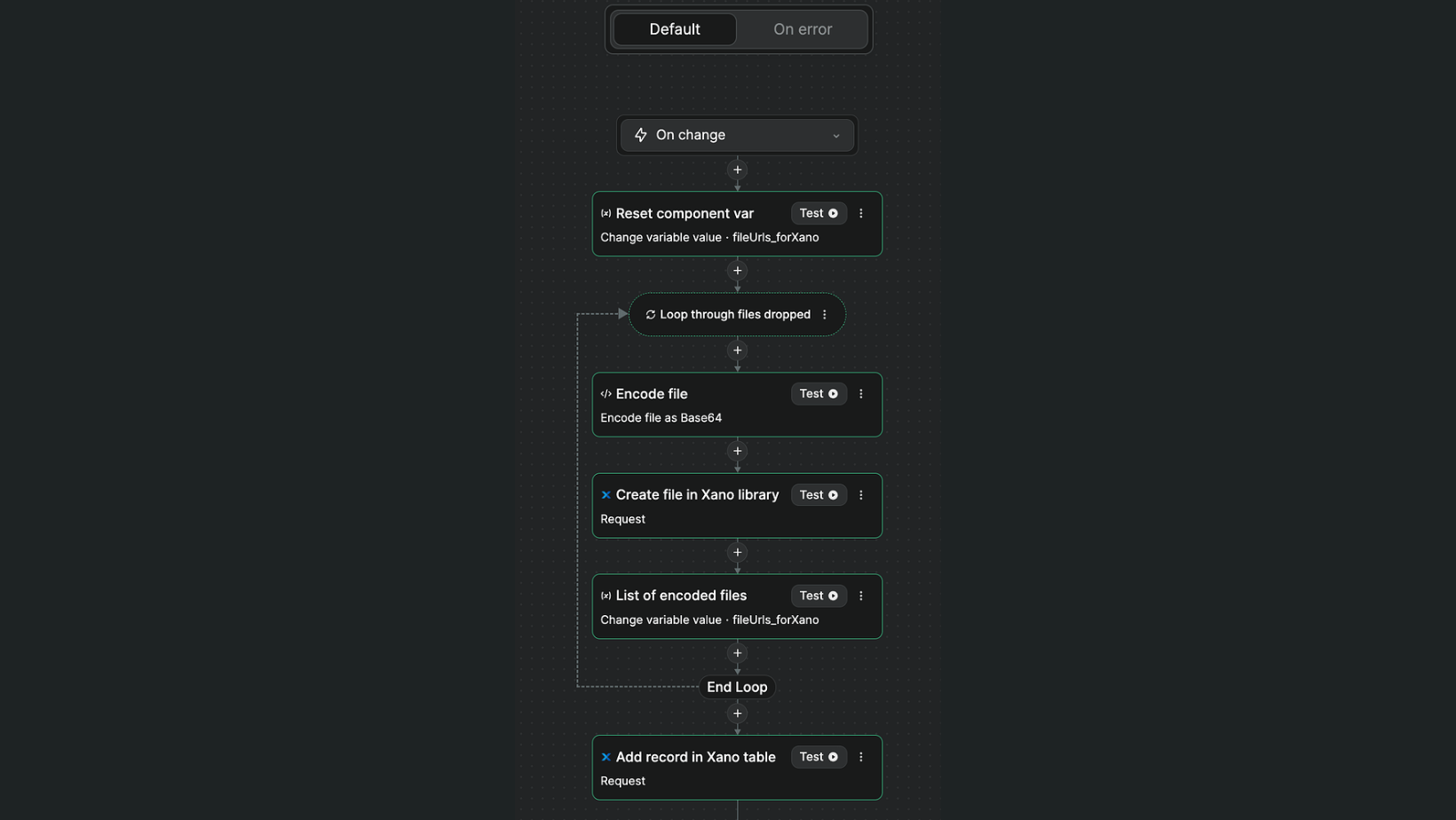 Multiple file upload workflow