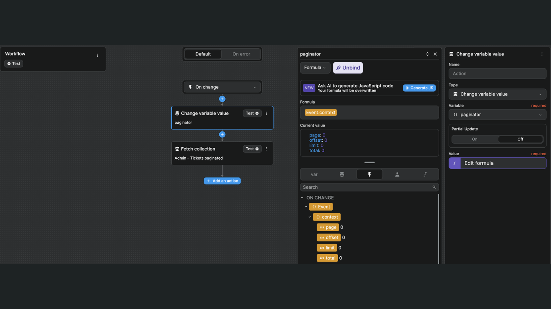 Paginator workflow