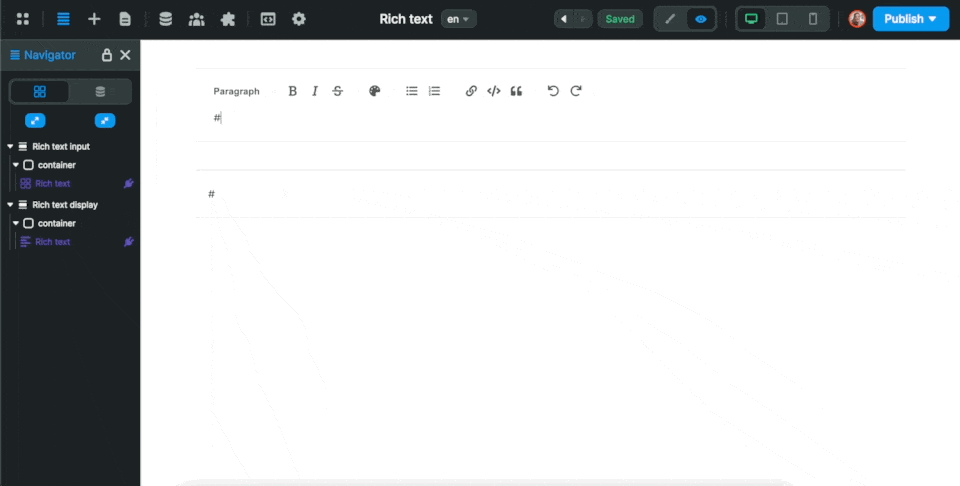 Rich text input in action