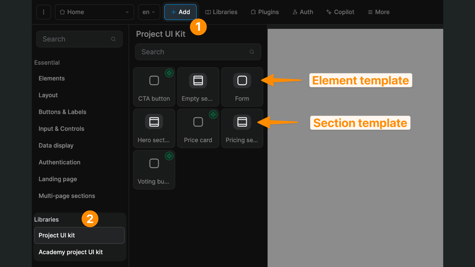 Add new section template
