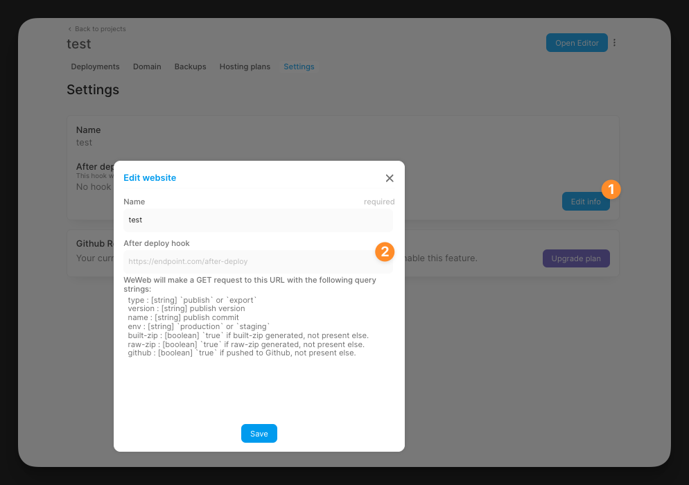 Configuring hook