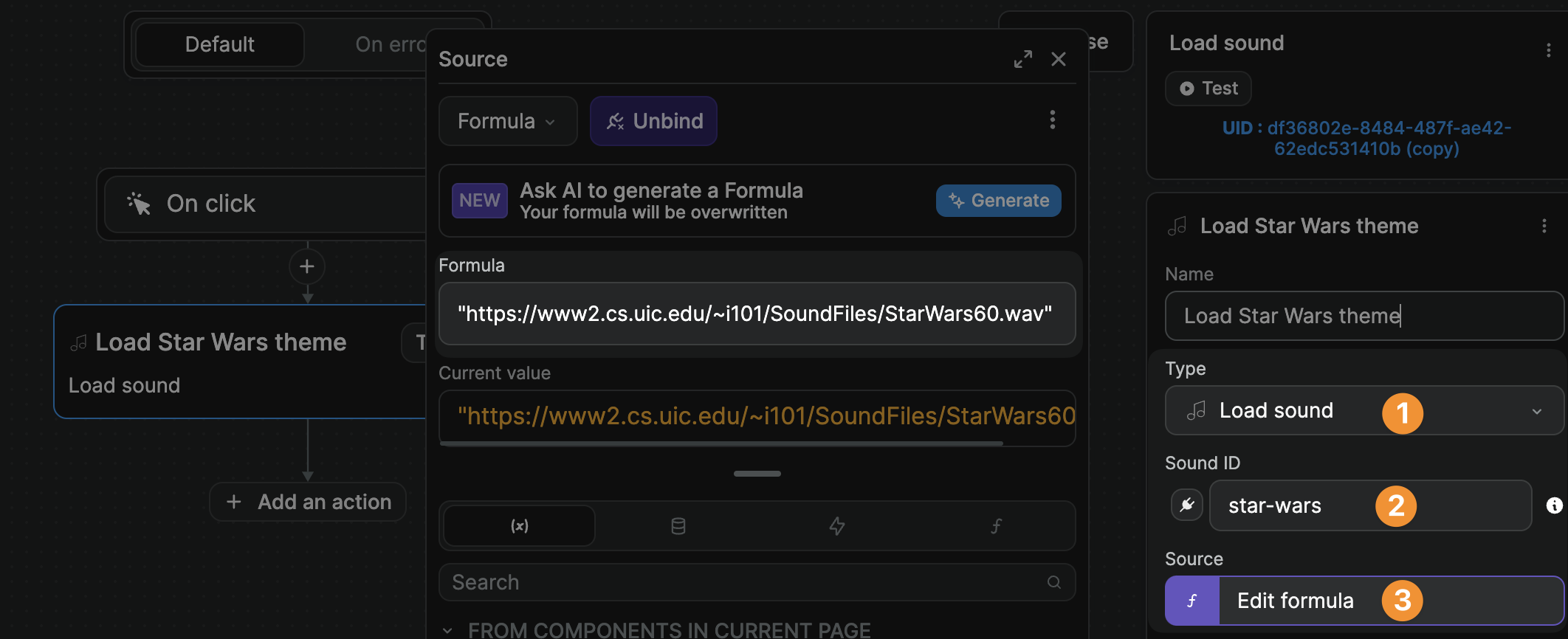 Sound load action
