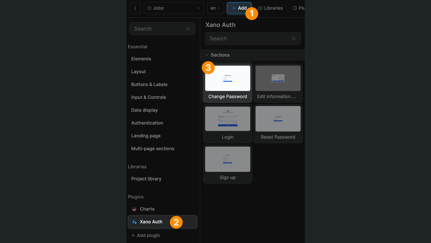 Xano Auth forgot password form