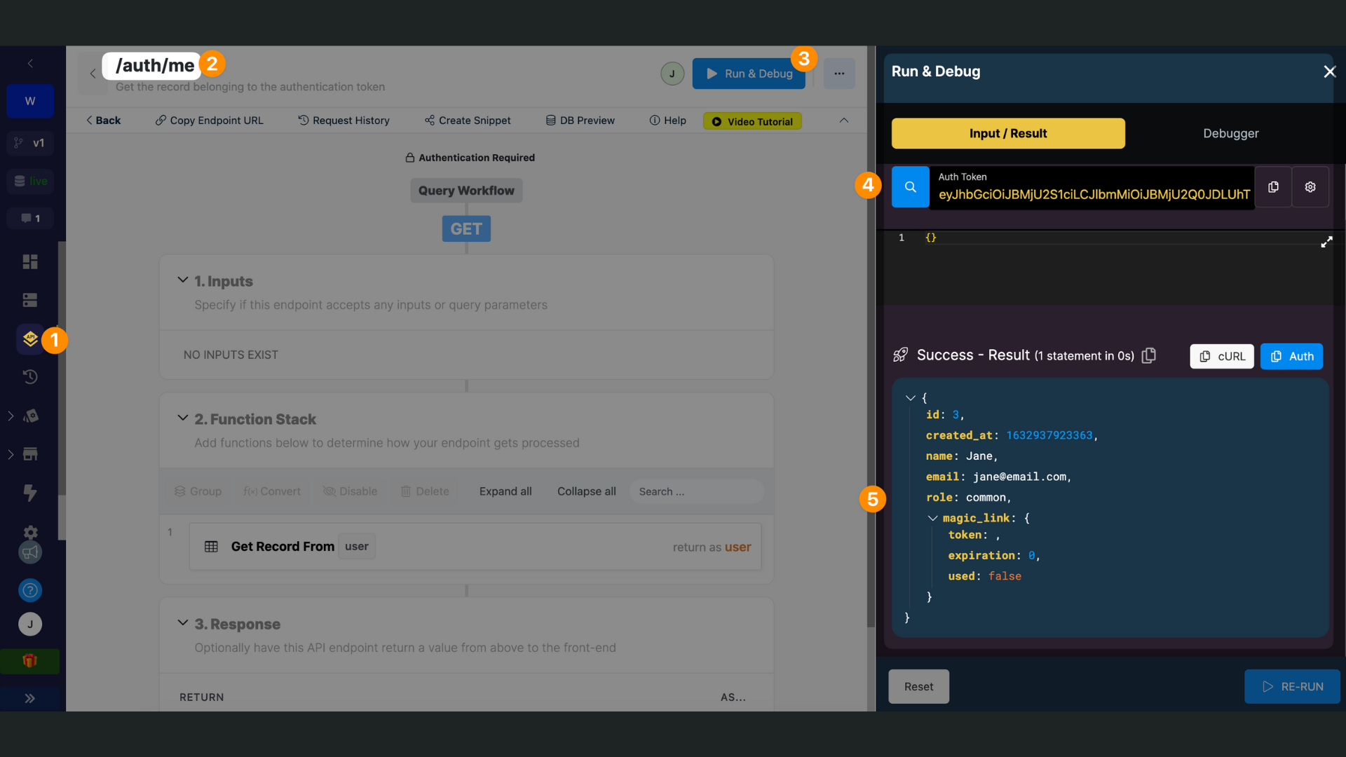 User role in Xano